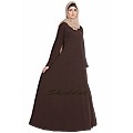 Simple Umbrella abaya with frills on sleeves- Coffee-Brown Simple Umbrella abaya with frills on sleeves- Coffee-Brown